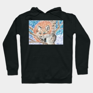 Cute  fox in a  tree  art Hoodie